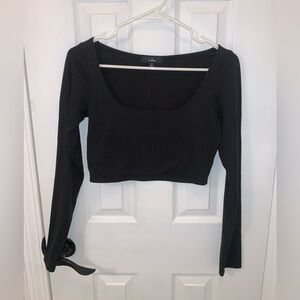 Lulus black long sleeve crop top